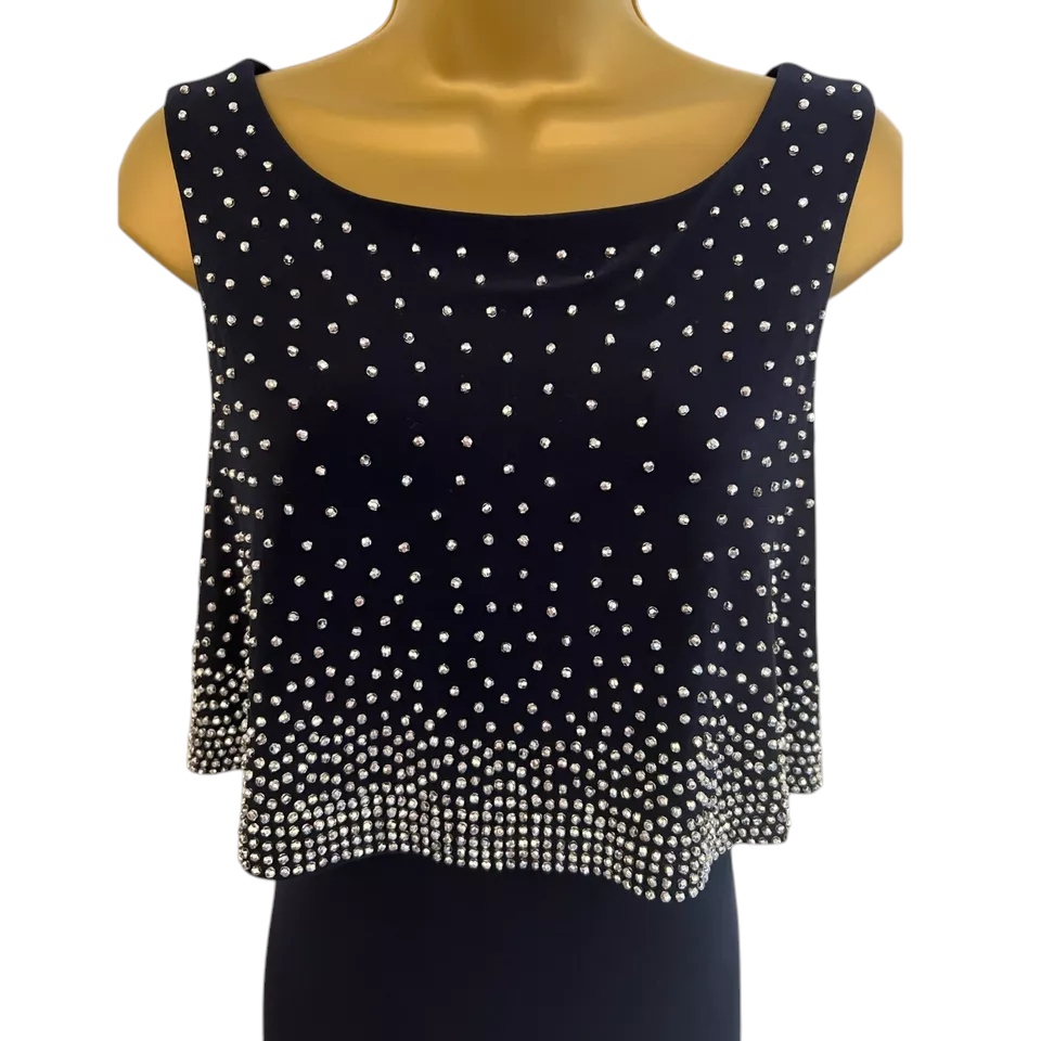 Joseph Ribkoff Navy Silver Beaded Dress Suit UK 12