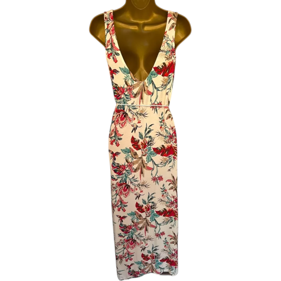 M&S Collection Cream Floral Sleeveless Summer Jersey Dress UK 6