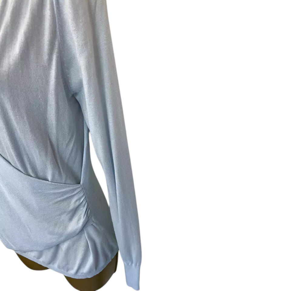 Repeat Pale Blue Soft Cotton Wrap Jumper UK 8