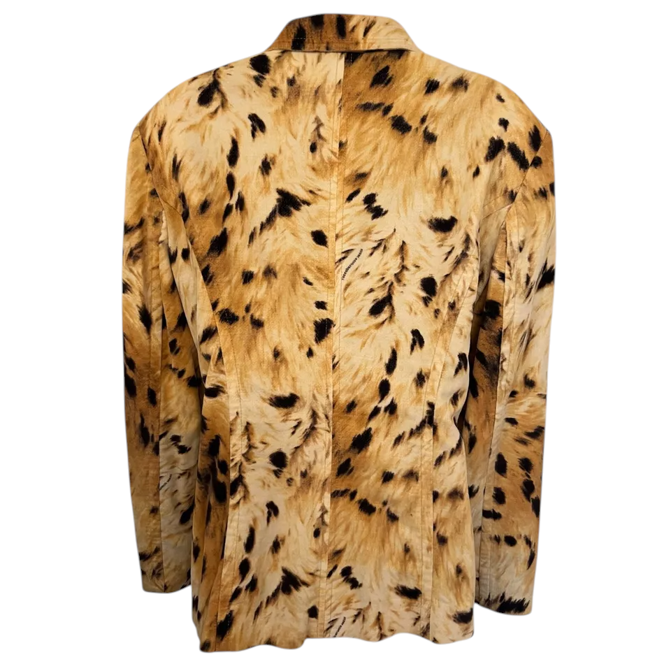 Roccobarocco Jeans Vintage Leopard Print Fine Needlecord Jacket UK 12