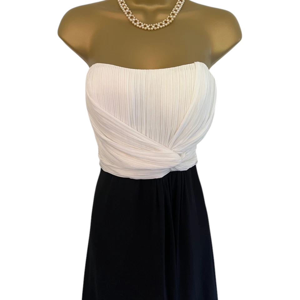 Debut Womens Black Ivory Pleat Bandeau Maxi Dress UK 8