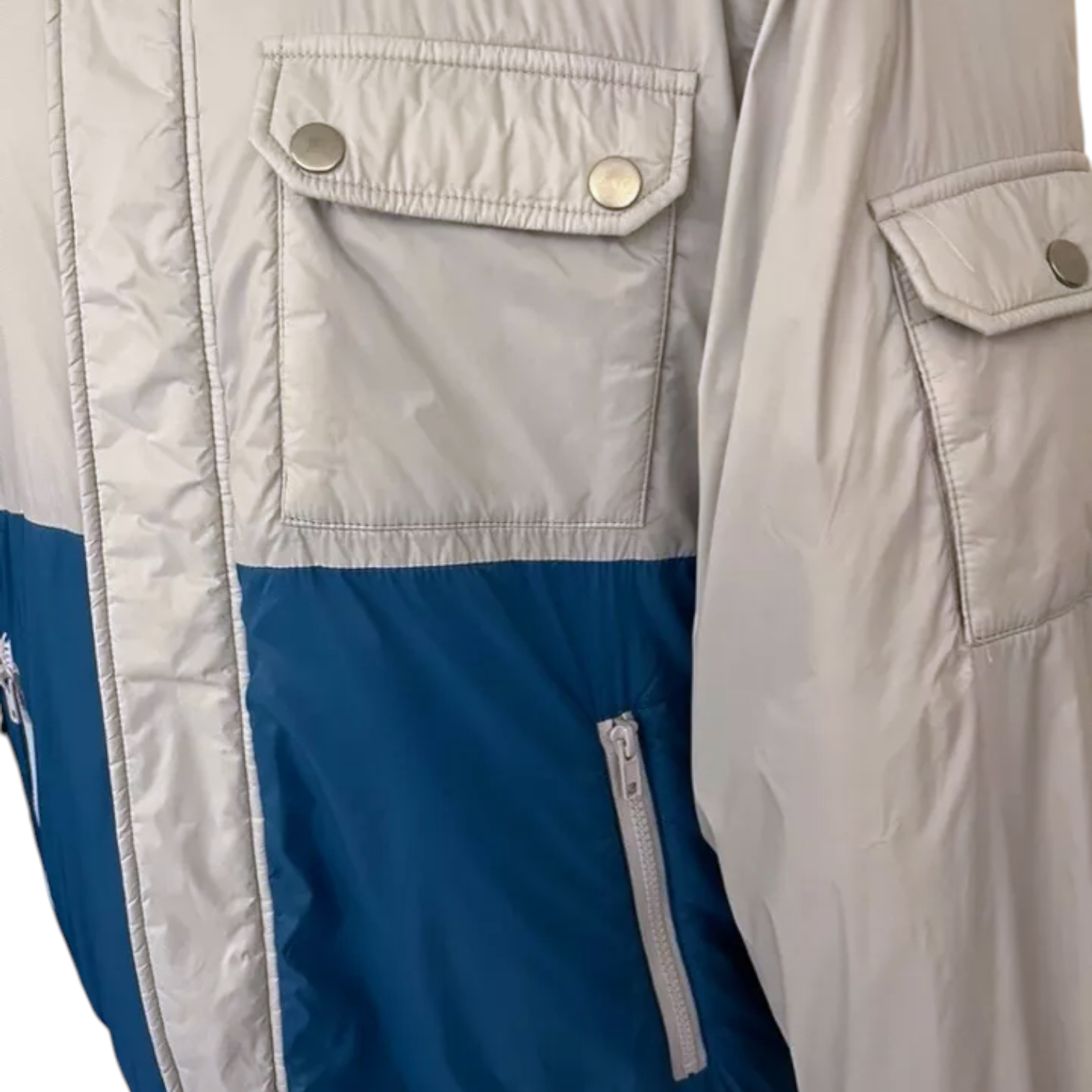Topman Vintage Pale Grey & Blue Padded Zip Jacket Size M