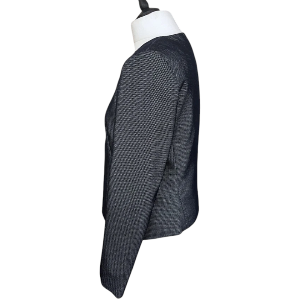 Hobbs Navy Pin Dot Open Wool Jacket UK 12