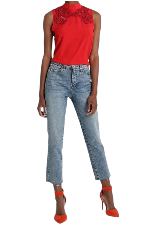 Dorothy Perkins Embellished Red Top UK 12