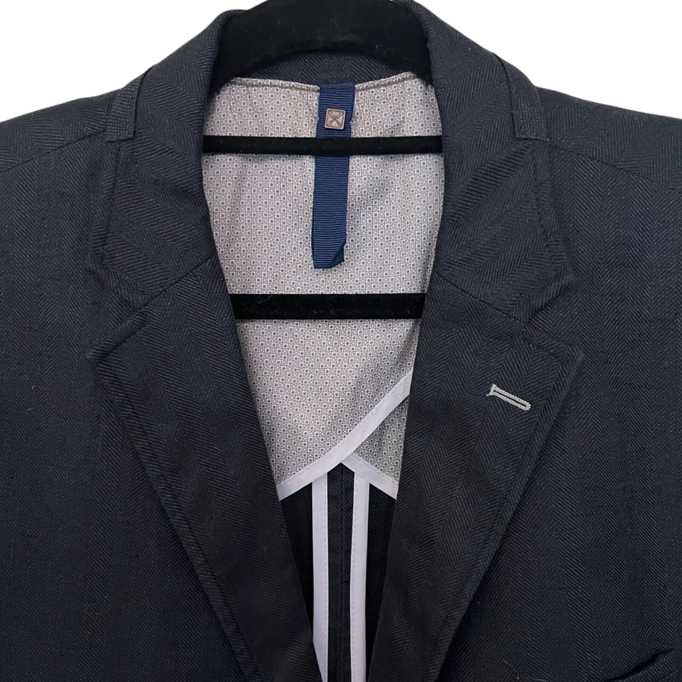 Stones Mens Navy Linen Slim Fit Jacket UK 46