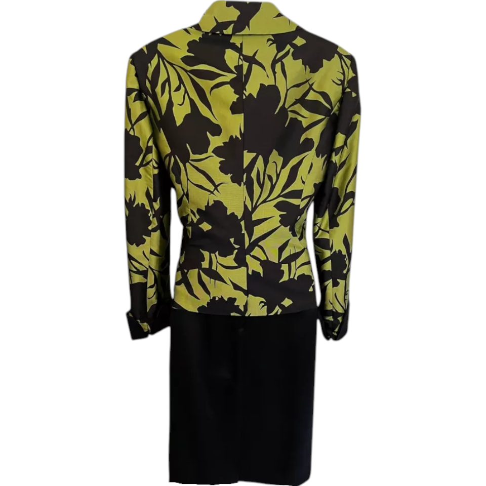Frank Usher Green Black 3 Piece Skirt Suit UK 10/12
