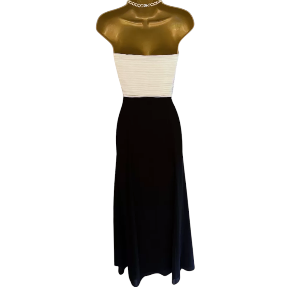 Debut Womens Black Ivory Pleat Bandeau Maxi Dress UK 8