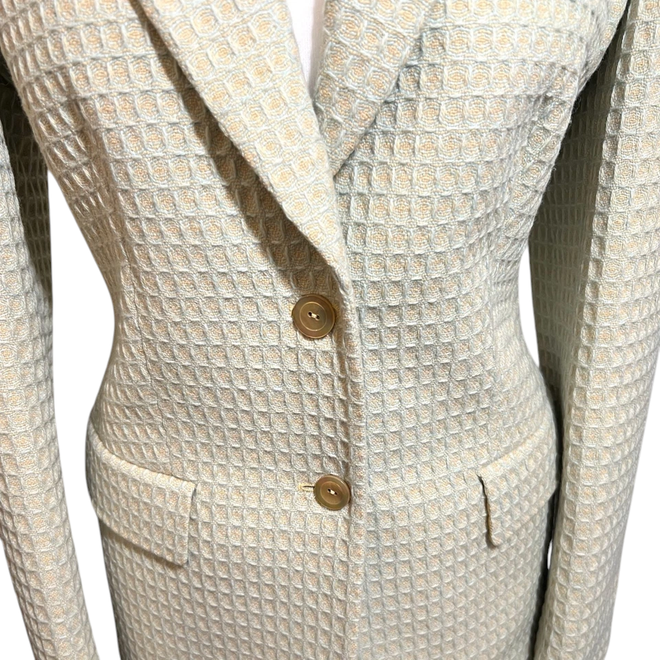 Louis Feraud Vintage 90s Pale Green & Yellow Jacket UK 12