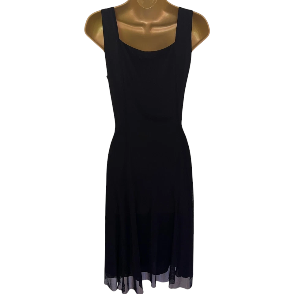 Teatro Black Nude Soft Mesh Beaded Dress UK 10