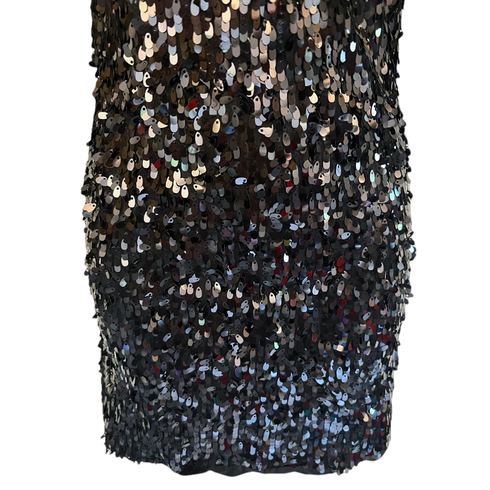 Topshop Black Teardrop Sequin Backless Mini Dress UK 6