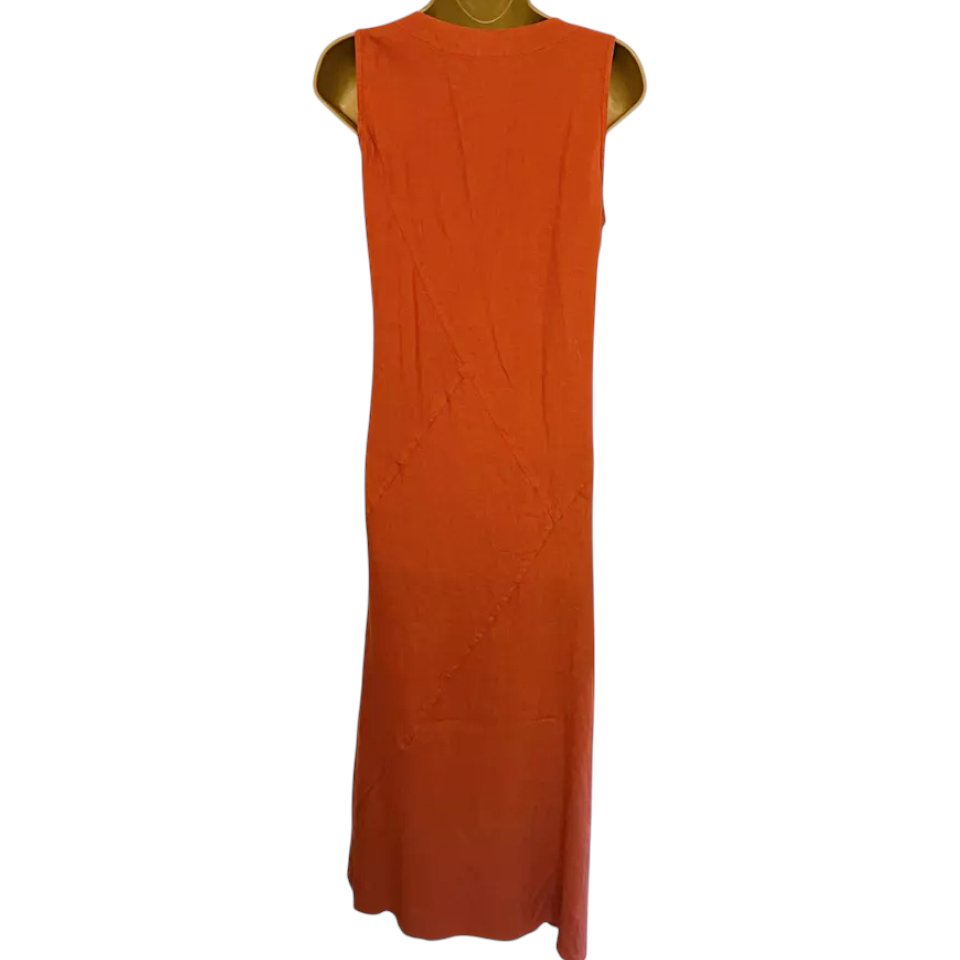 Peruzzi Rust Linen Sleeveless Long Dress UK 10