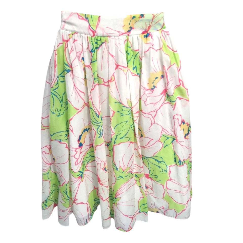 Moschino Cheap & Chic White & Green Floral Silk Skirt UK 8/10