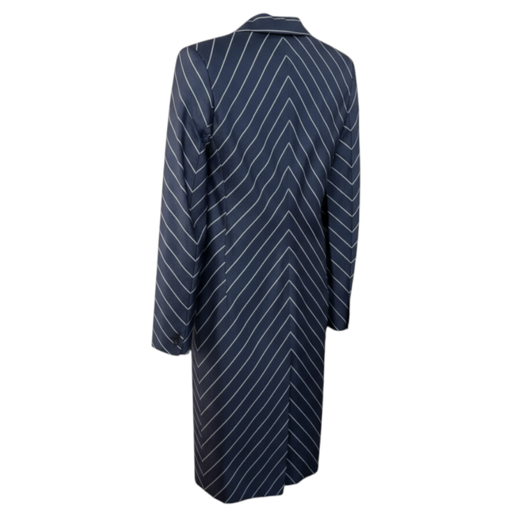 Versace Classic Blue Pinstripe Coat  UK 10
