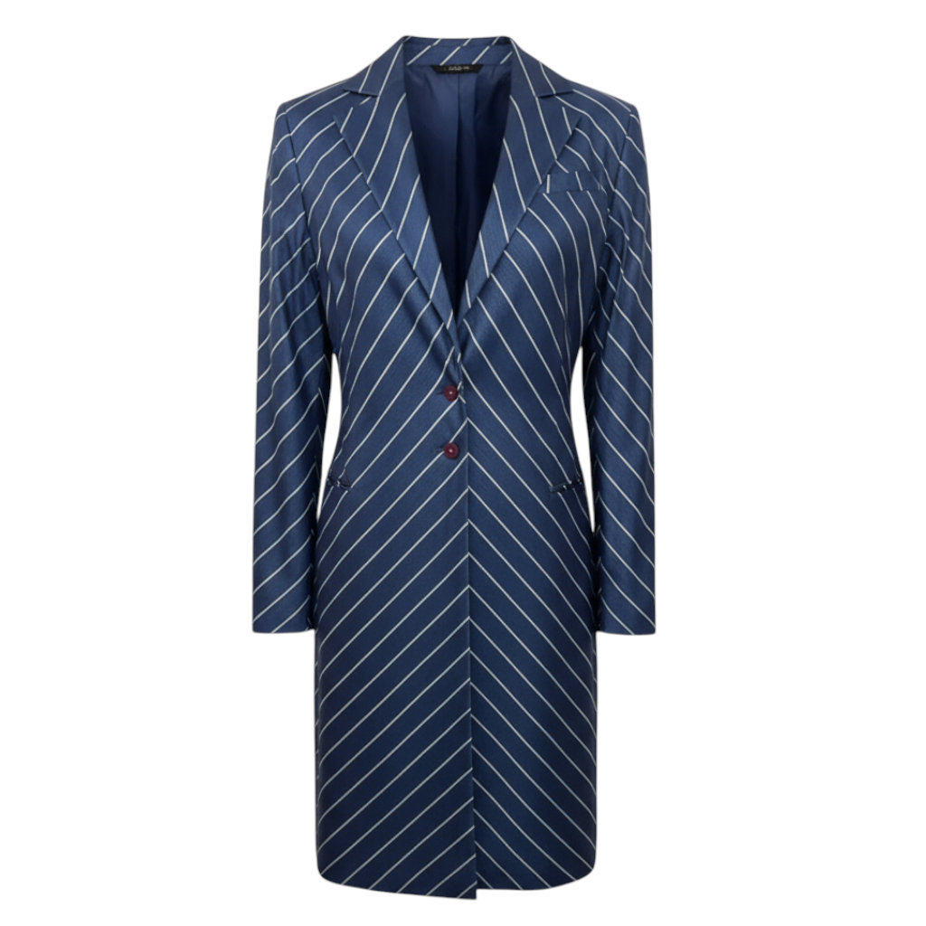 Versace Classic Blue Pinstripe Coat  UK 10