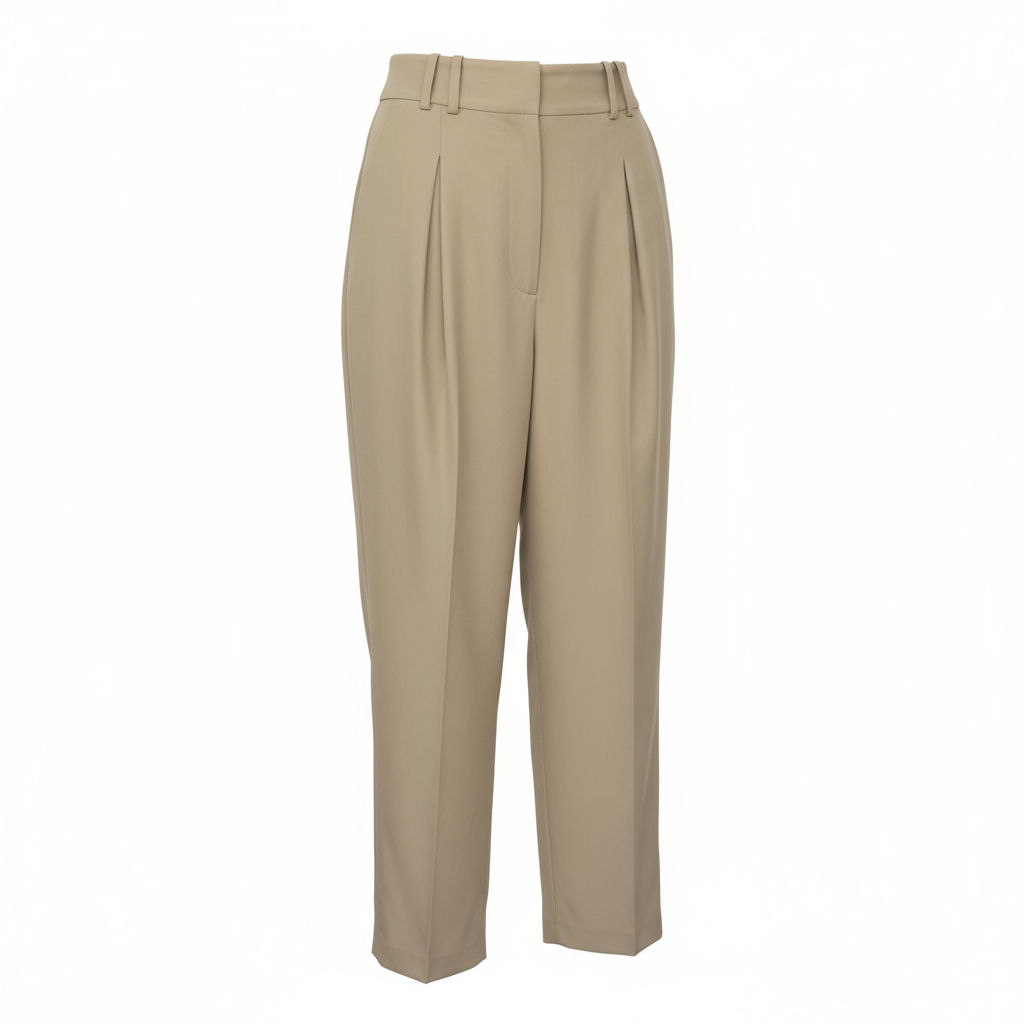 Alexander Wang Ecru High Waisted Tapered Pleated Trousers UK 6