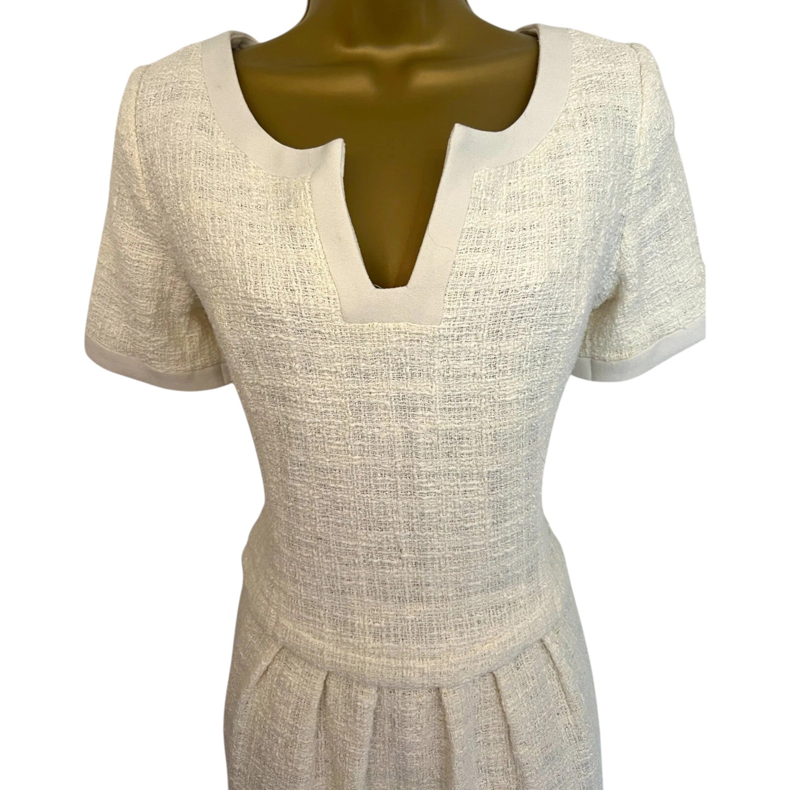 Bruce Oldfield Ivory Tweed Boucle Occasion Dress UK 10