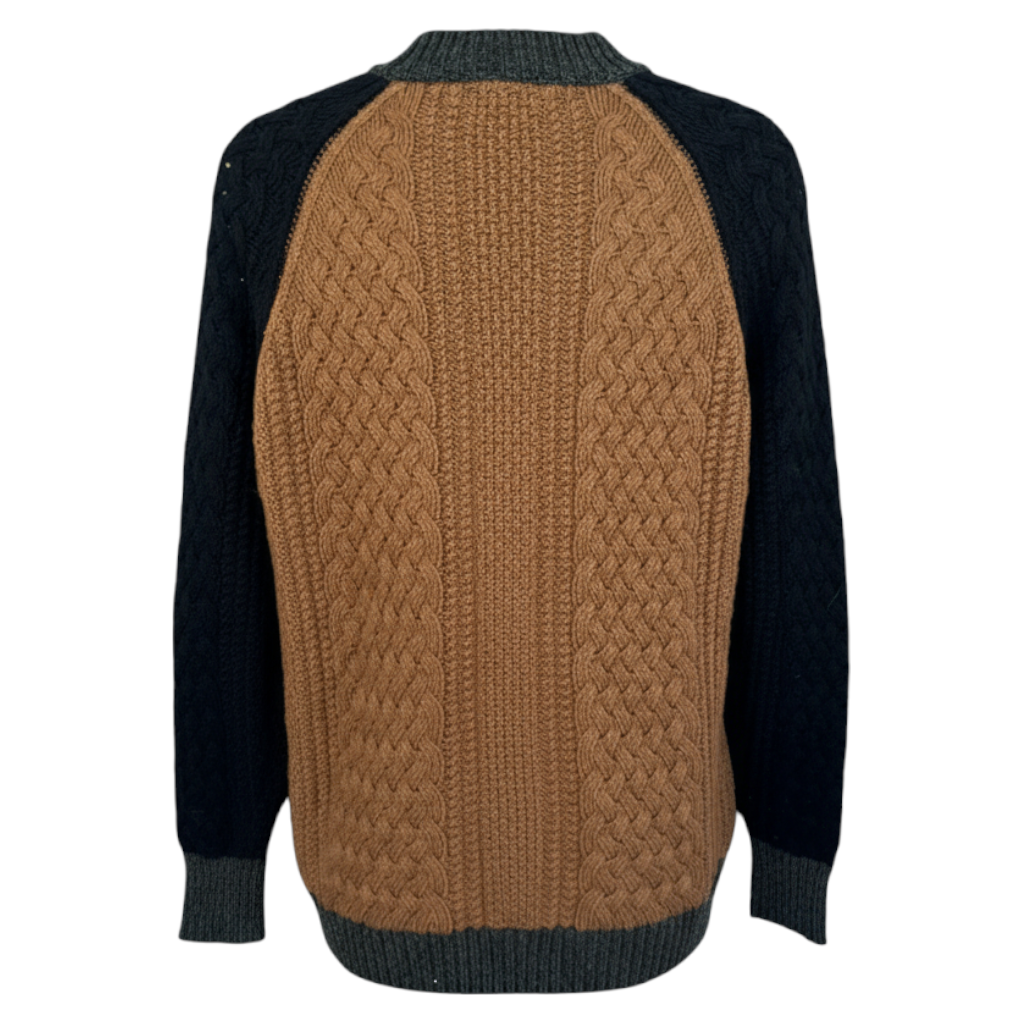 Zara Knit Black Brown Wool Angora Oversize Chunky Jumper UK 8