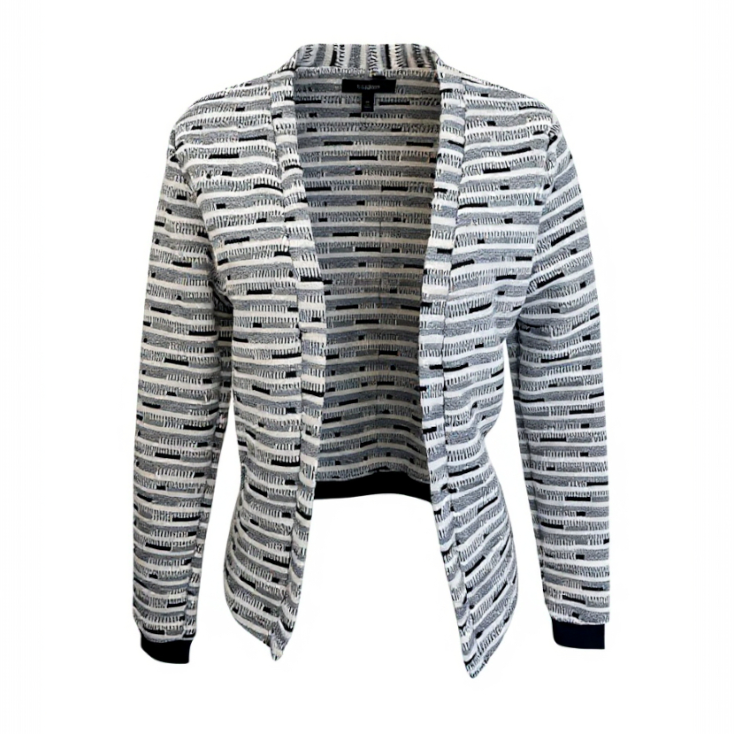 B.Young Ivory Blue Black Cotton Cardigan UK 10