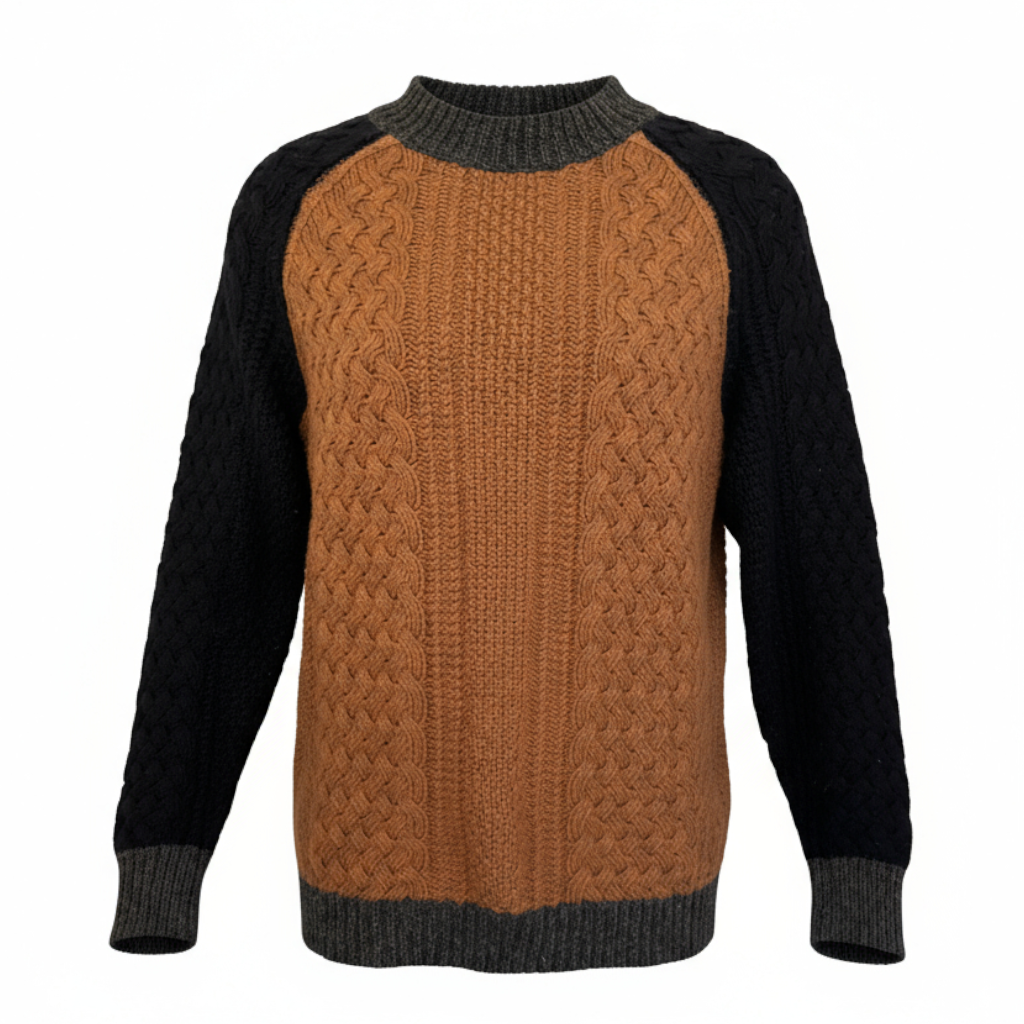 Zara Knit Black Brown Wool Angora Oversize Chunky Jumper UK 8