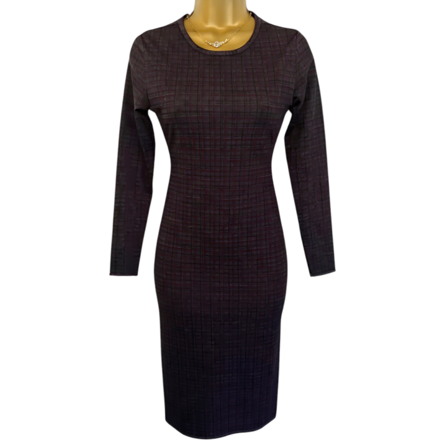 Zara Charcoal Grey & Burgundy Check Dress UK 10