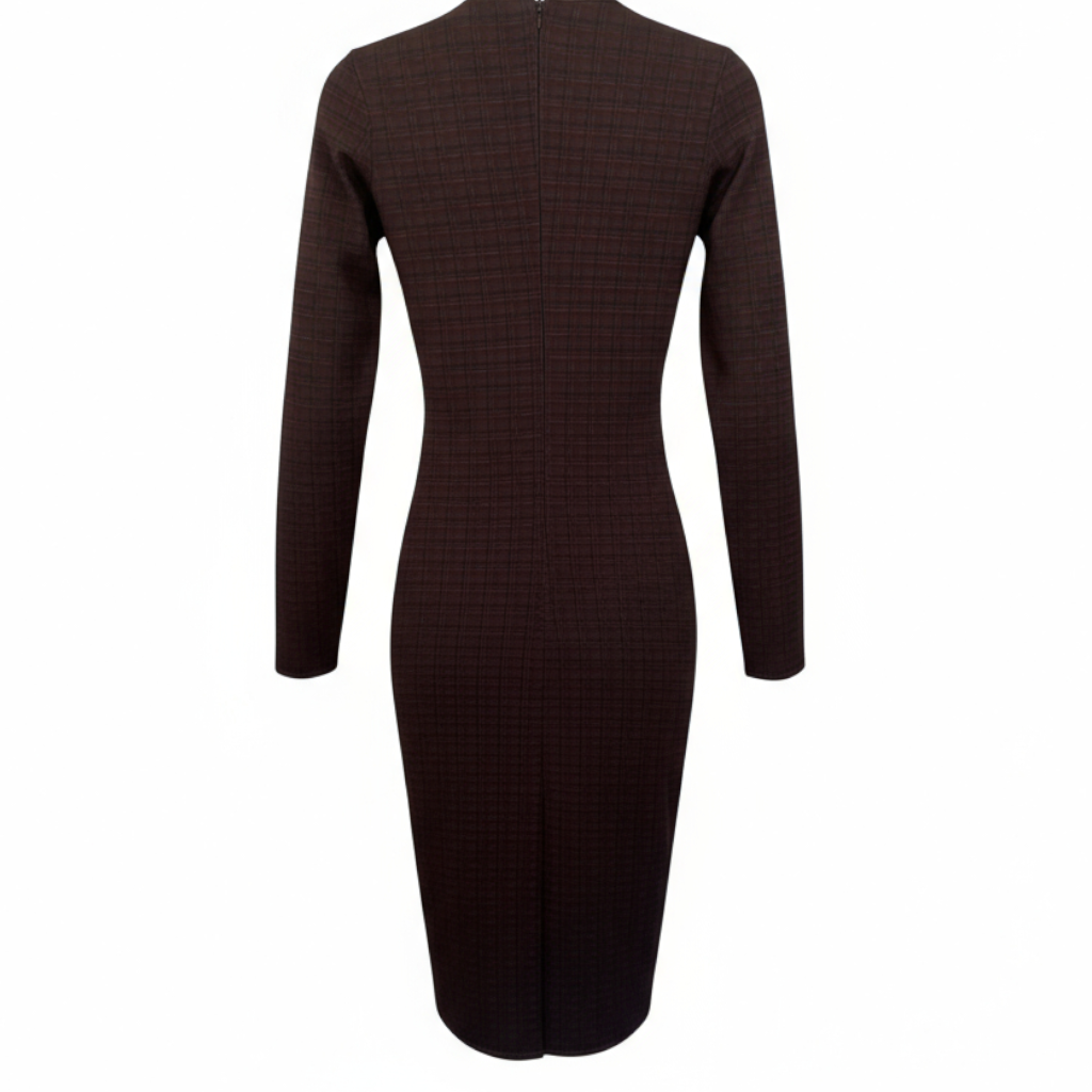 Zara Charcoal Grey & Burgundy Check Dress UK 10