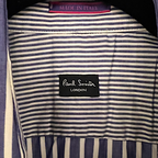 Paul Smith Blue & White Striped Double Cuff Shirt Size M