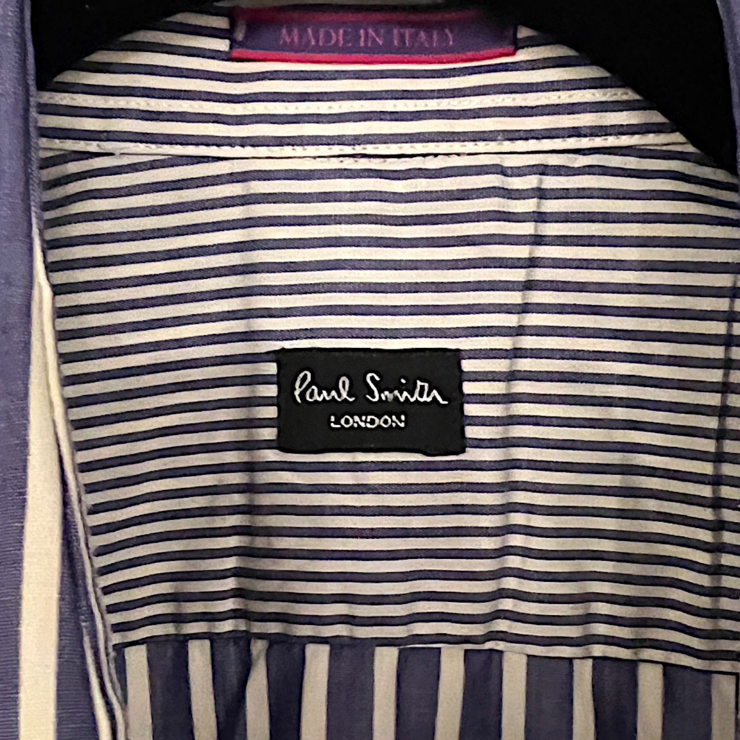 Paul Smith Blue & White Striped Double Cuff Shirt Size M