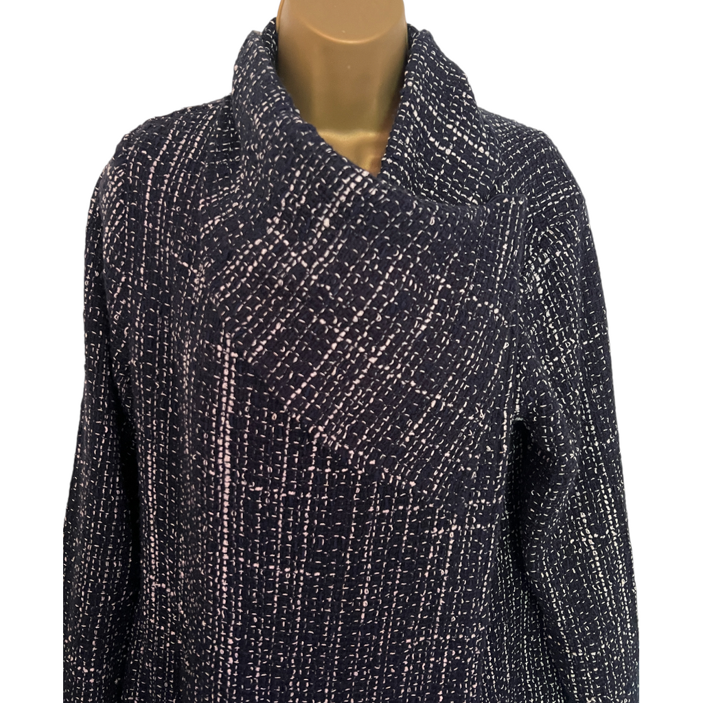 Phase Eight Navy Tweed Wide Collar Coat UK 12