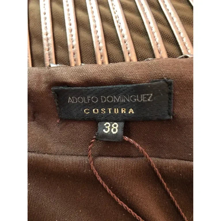 Adolfo Dominguez Vintage Faux Leather Brown Bronze Skirt UK 10