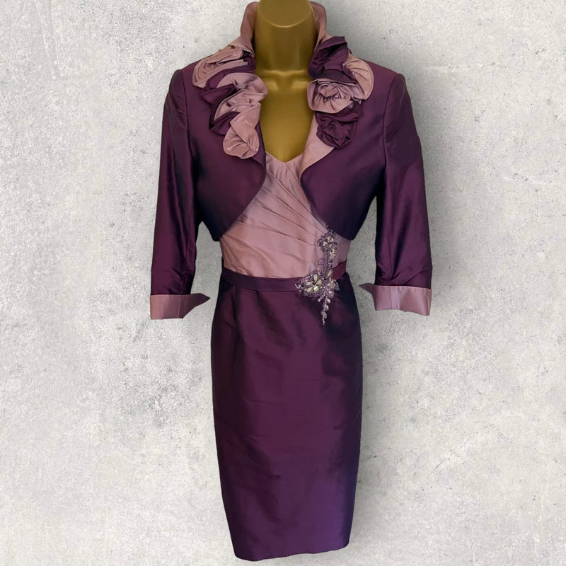 Veni Infantino Silk Dress Suit UK 12 – Purple & Pink