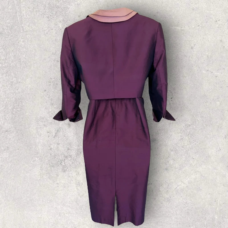 Veni Infantino Silk Dress Suit UK 12 – Purple & Pink