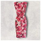 L.K. Bennett Pink Floral Wool & Silk Fitted Dress UK 8