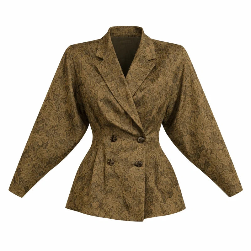 Genetpelsone Original 1980s Vintage Jacquard Batwing Jacket UK 10