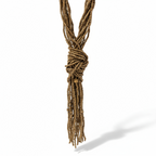Vintage EL Erica Lyons Copper Seed Bead Knotted Tassel Necklace