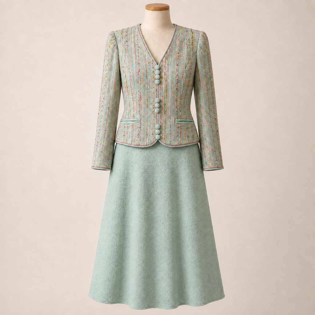 AnnaBelinda Rare Vintage Spearmint Textured Skirt Suit UK 14
