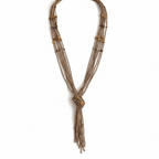 Vintage EL Erica Lyons Copper Seed Bead Knotted Tassel Necklace