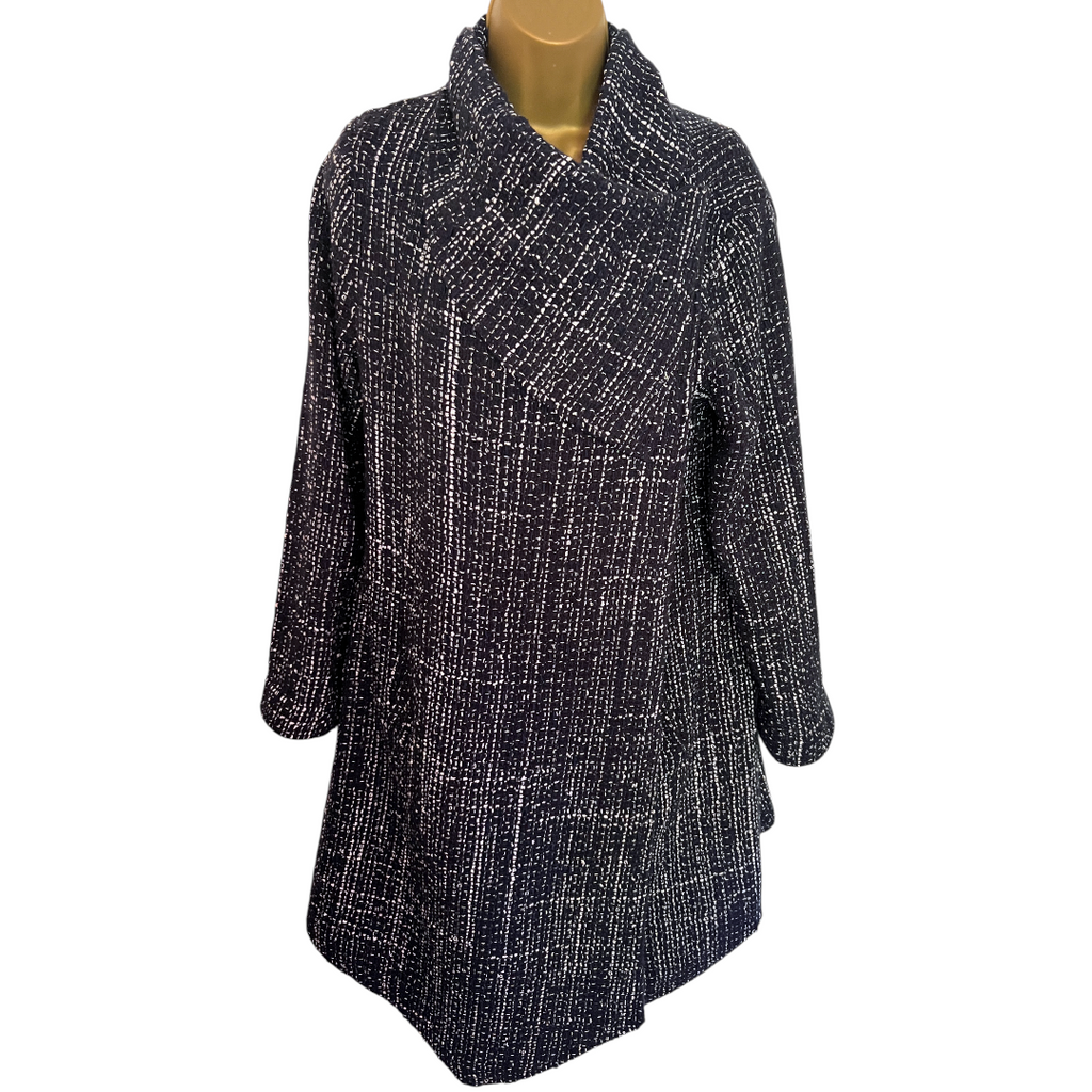 Phase Eight Navy Tweed Wide Collar Coat UK 12