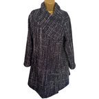 Phase Eight Navy Tweed Wide Collar Coat UK 12