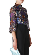 Whistles Montrose Dobby Silk Mix Top UK 8