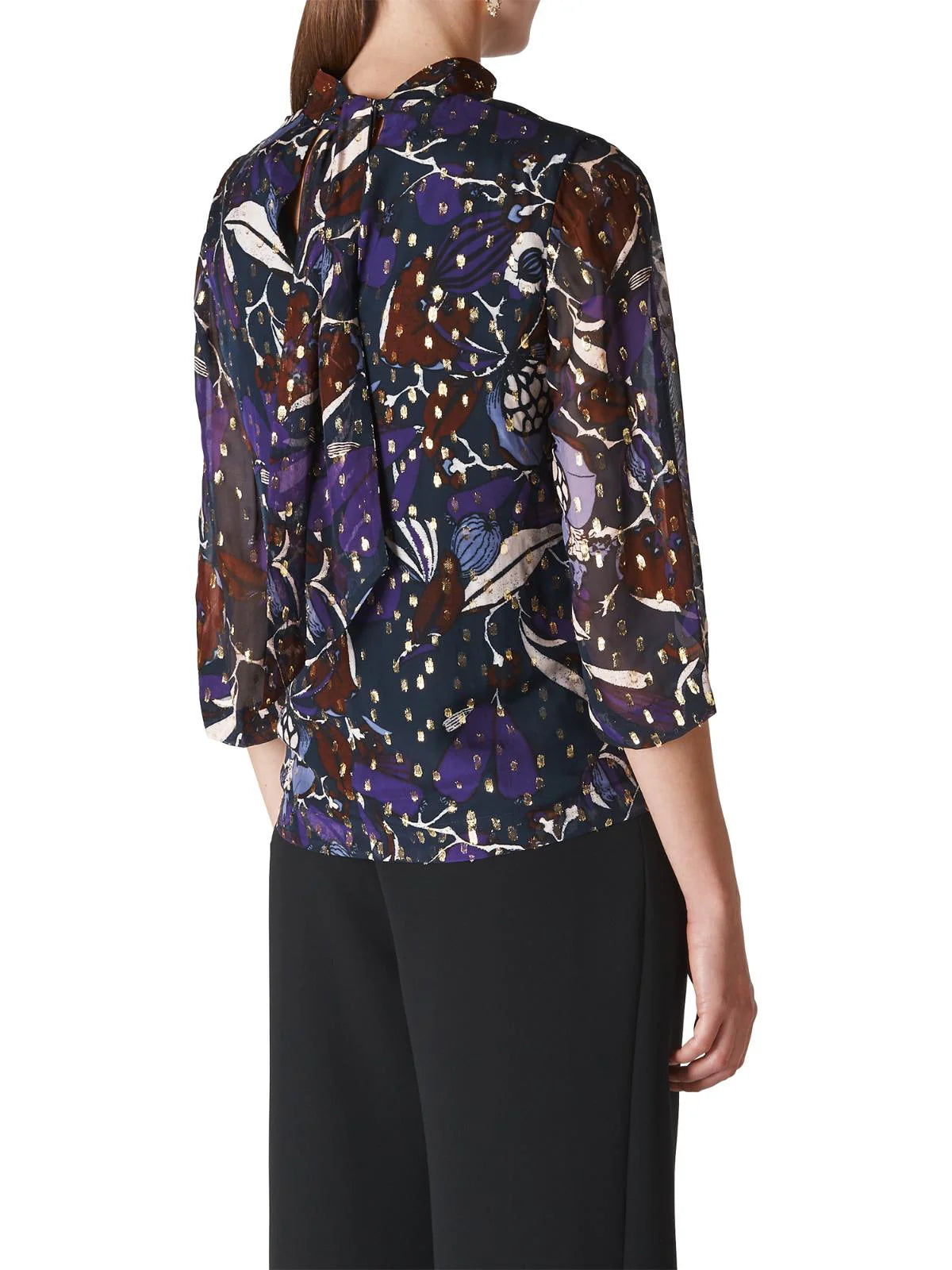 Whistles Montrose Dobby Silk Mix Top UK 8