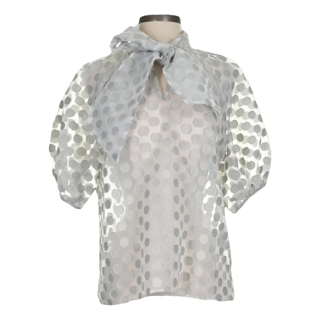 Ted Baker Grey Organza Spot Top UK 8