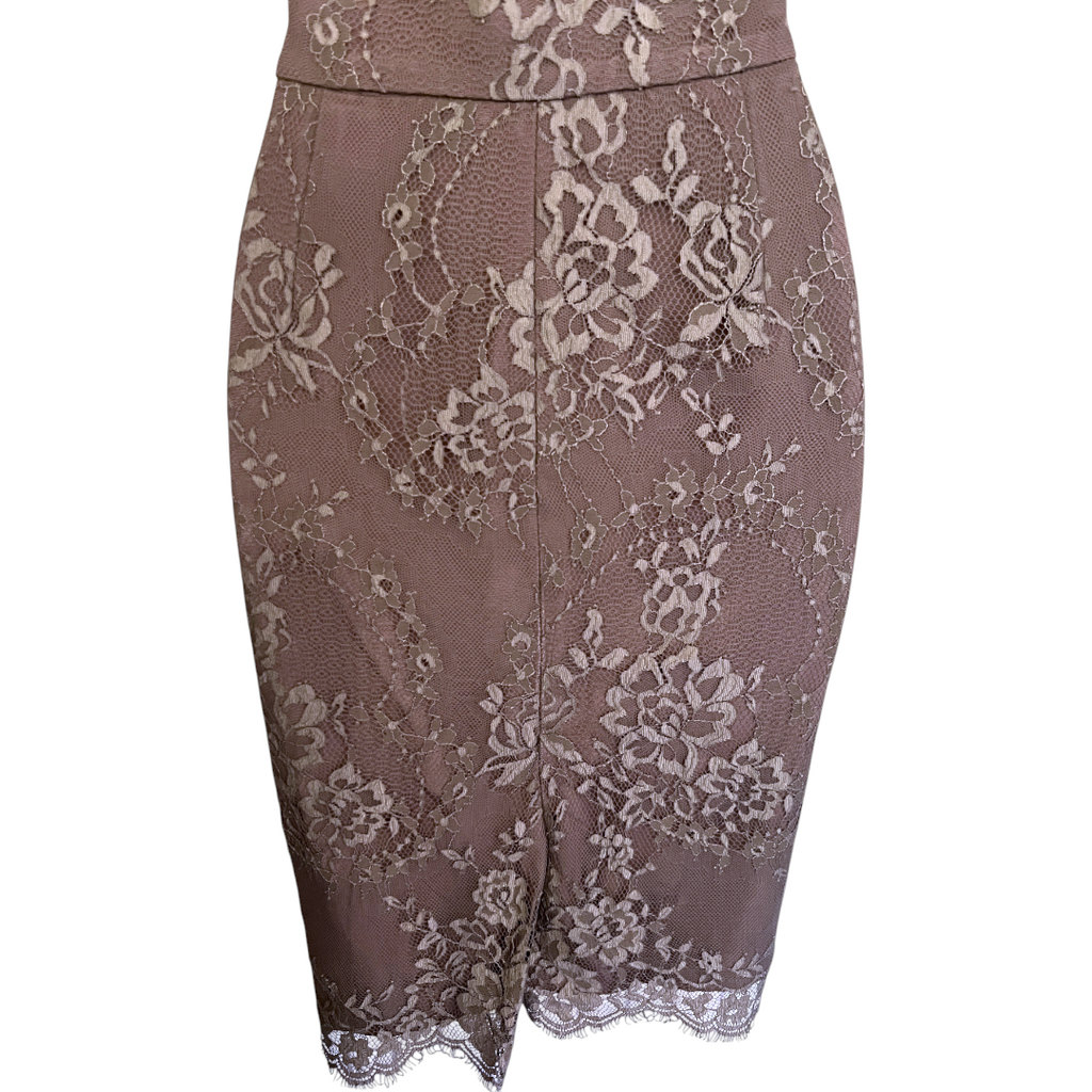 L.K. Bennett Essie Taupe Lace Pencil Skirt UK 10