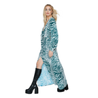Nasty Gal Green Cream Zebra Front Split Dress UK 6