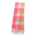 Fluffy Check Print Winter Scarf: Hot Pink