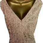 Gina Bacconi Gold Embroidered Beaded Lace Dress UK 16