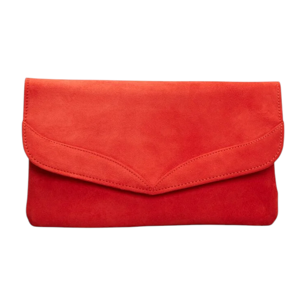 Phase Eight Caitlin Fire Red Suede Clutch Bag