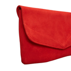 Phase Eight Caitlin Fire Red Suede Clutch Bag