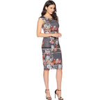 Adrianna Papell Grey Floral Pencil Occasion Dress UK 10
