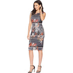 Adrianna Papell Grey Floral Pencil Occasion Dress UK 10