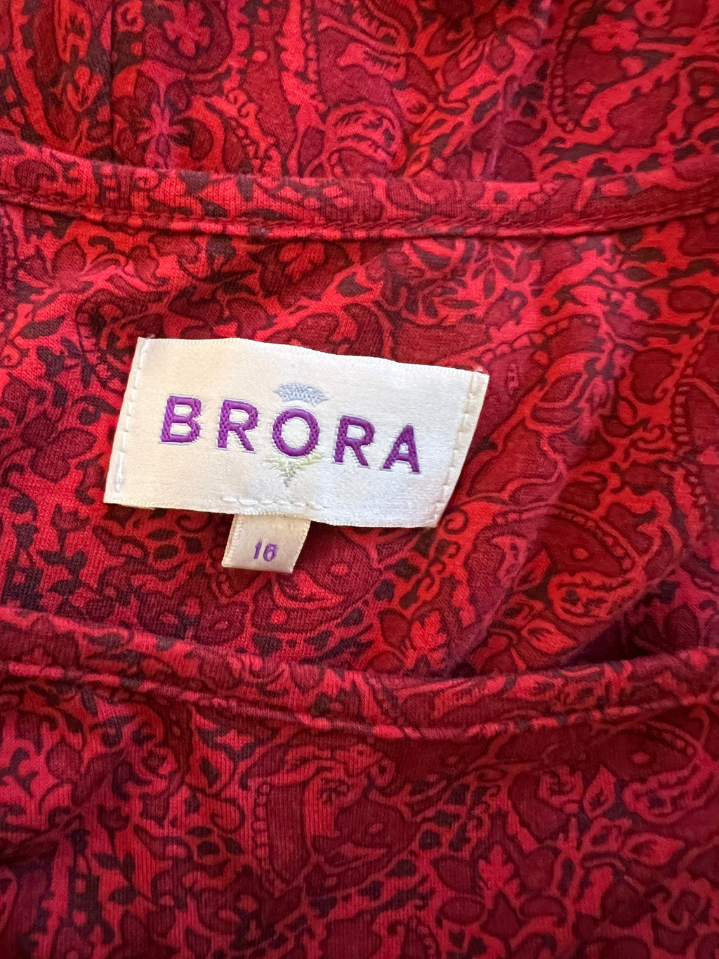 Brora Red Paisley Print Jersey Dress UK 16